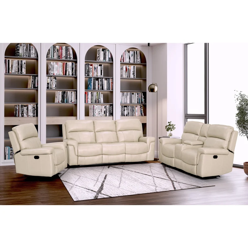 Behold Home 7483-39 Sofa w/ Popout Cup Holders - Lambeau Stone Leather