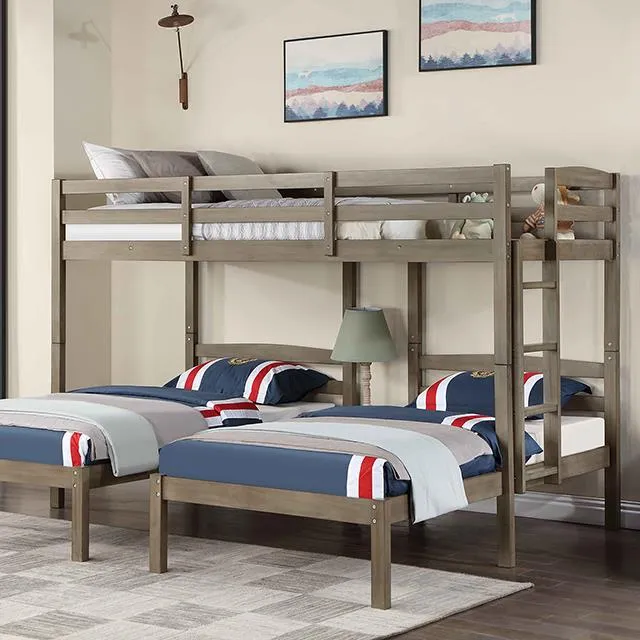 Furniture of America Hortense FOA-BK659GY Triple Twin Bed