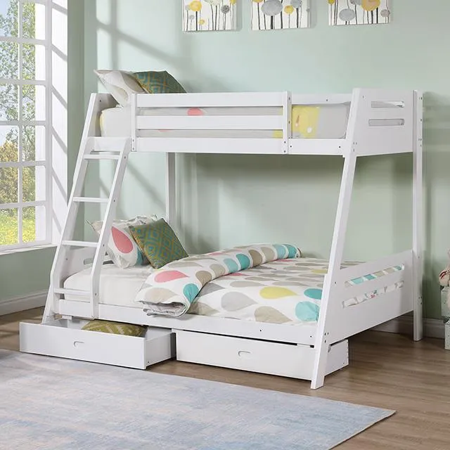 Furniture of America Emilee FM-BK003WH Twin/Full Bunk Bed