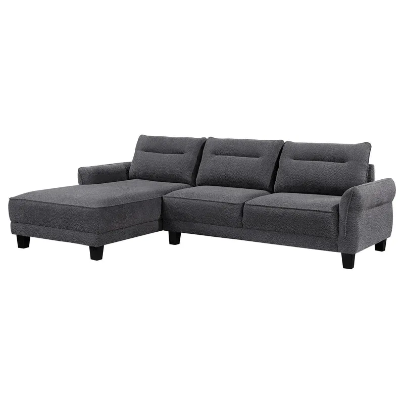 Coaster Furniture Caspian 509540 Upholstered Curved Arm Chaise Sectional Sofa - Grey