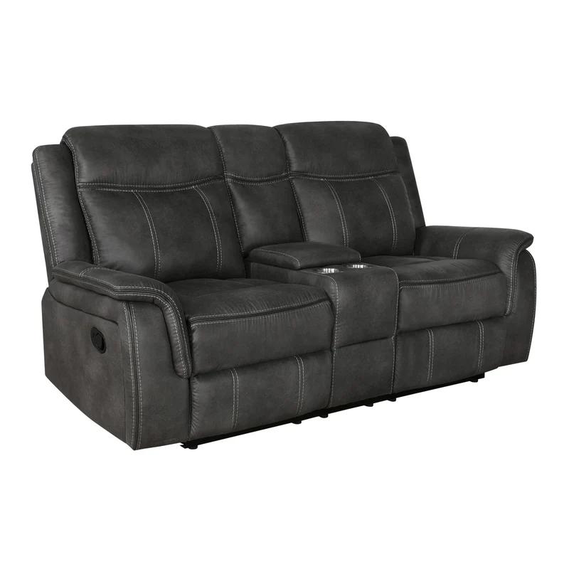 Coaster Furniture Lawrence 603505 Upholstered Padded Arm Reclining Loveseat - Charcoal