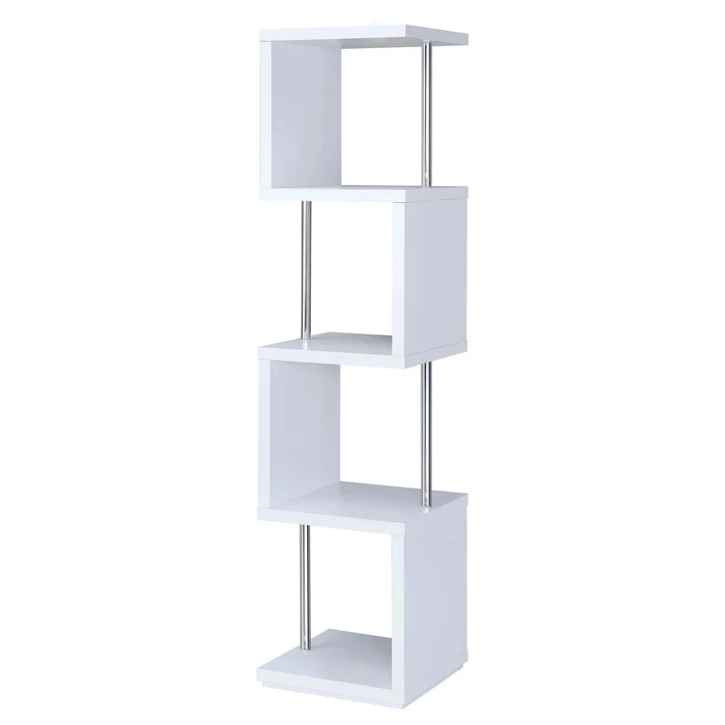 Coaster Furniture Baxter 801418 67-inch 4-shelf Bookshelf - White and Chrome