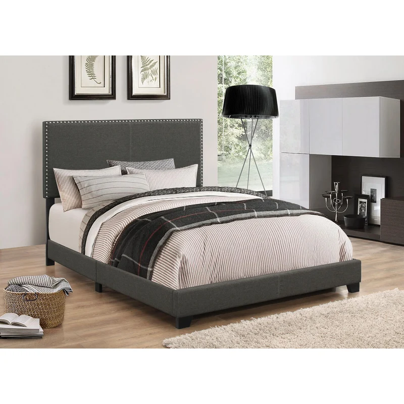 Coaster Furniture Boyd 350061Q Upholstered Queen Panel Bed - Charcoal