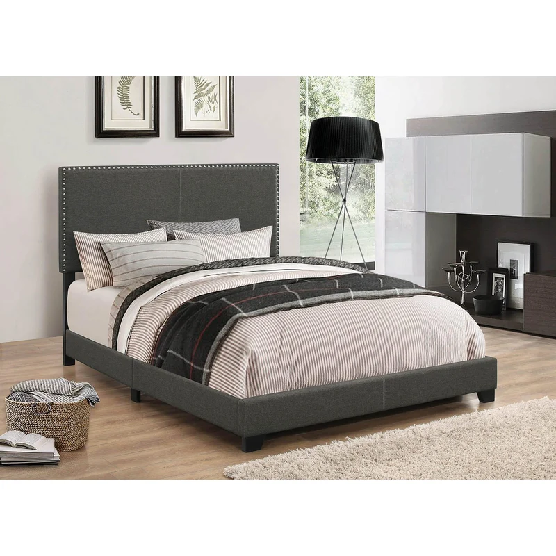 Coaster Furniture Boyd 350061KE Upholstered Eastern King Panel Bed - Charcoal