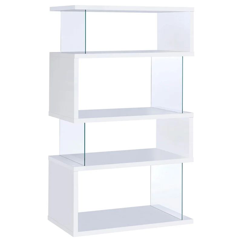 Coaster Furniture Emelle 800300 63-inch 4-shelf Glass Panel Bookshelf - White