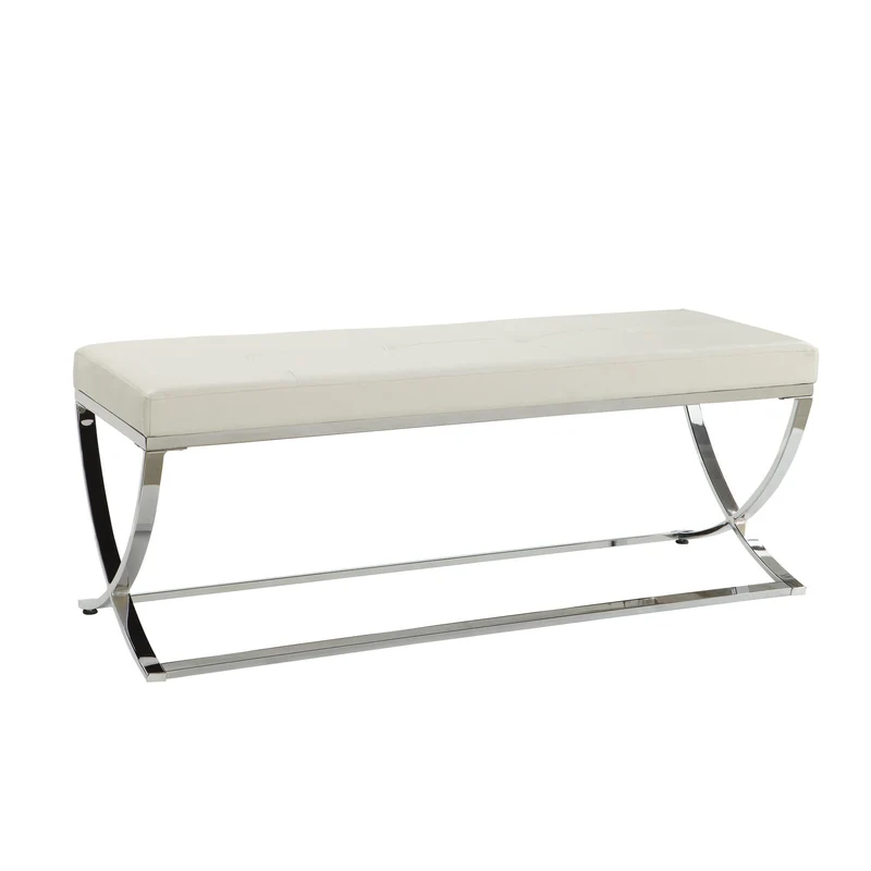 Coaster Furniture Walton 501157 Leatherette Upholstered Tufted Accent Bench - White