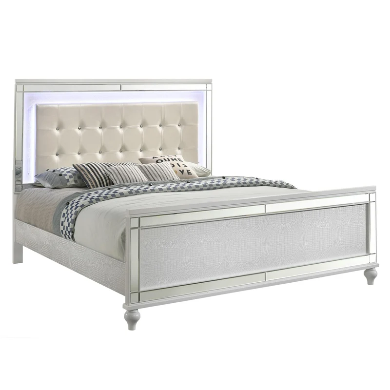 New Classic Furniture Valentino BA9698W King Upholstered Bed - White