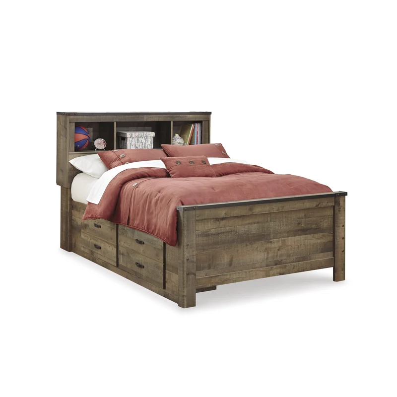 Signature Design by Ashley Trinell B446B79 Full Bookcase Bed with 2 Sided Storage